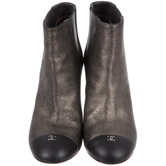 Chanel Metallic Cap Toe Ankle Boots - Picture 3 of 5